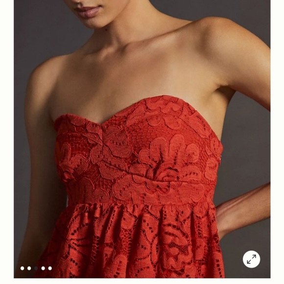 Anthropologie Maeve Strapless Lace Mini Dress Small - Picture 5 of 16
